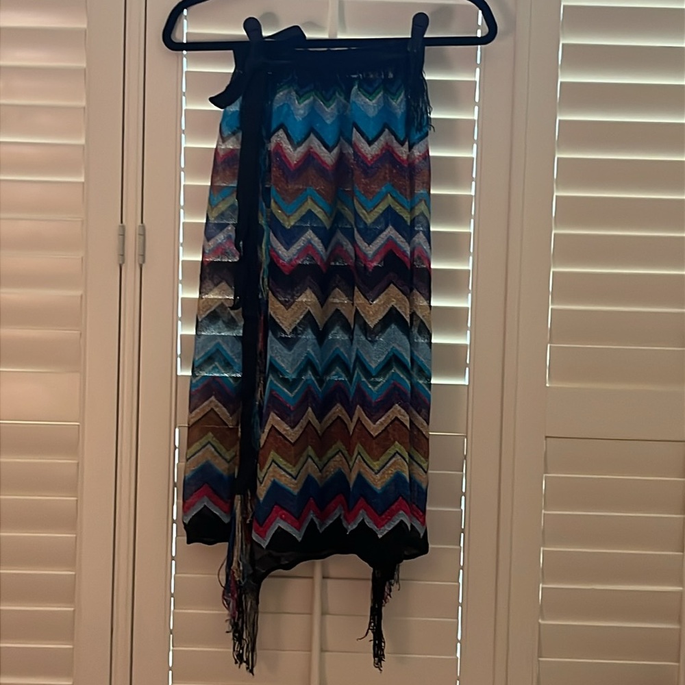 Missoni Metallic Chevron Knit Pareo/Wrap Skirt